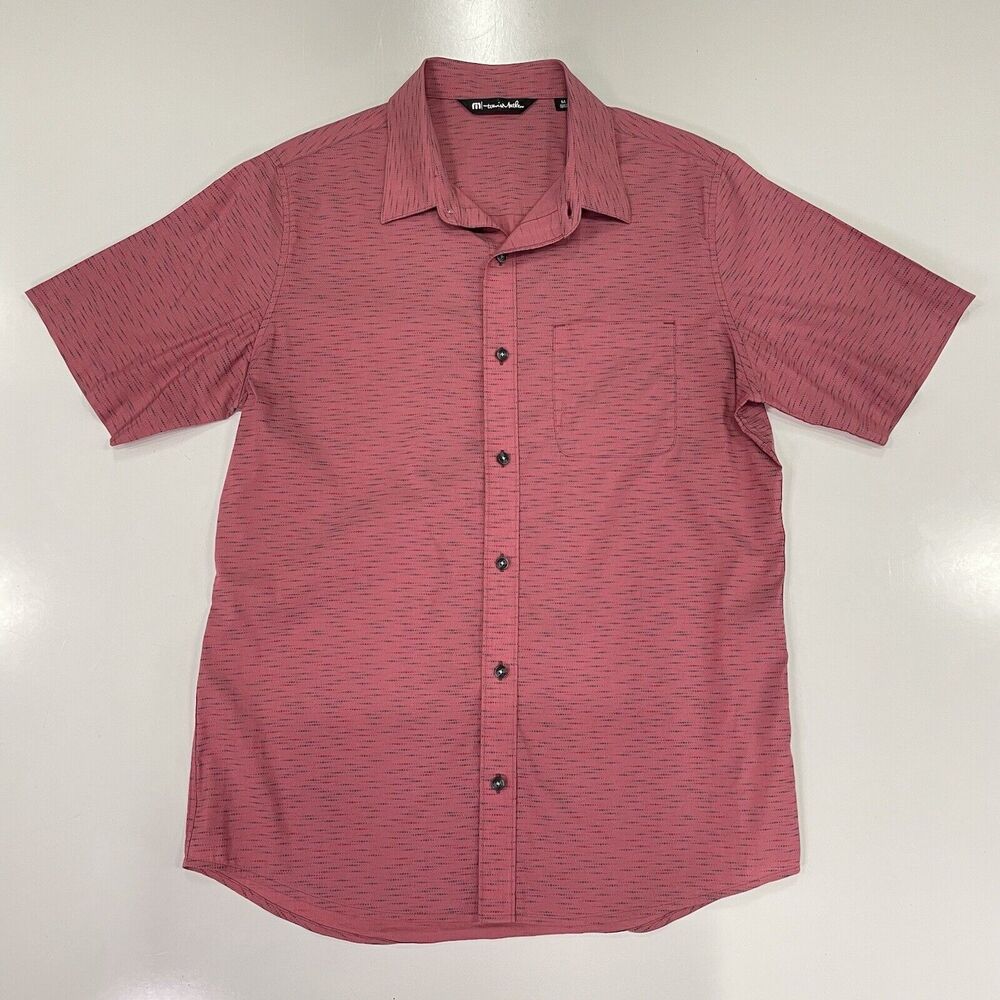 Travis Mathew Men's Heather Earth Red Prestige Lifestyle Button Shirt Size M